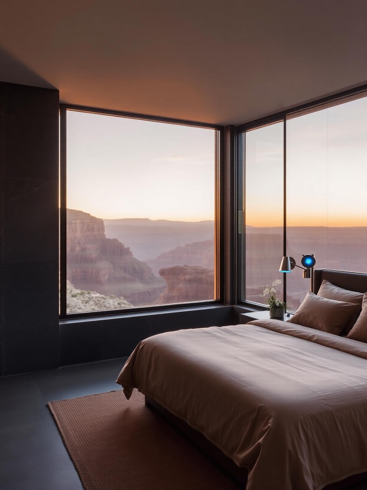 Cantilevered retreat above red rock